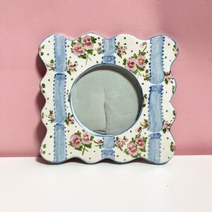 Vintage retro coquette Cottagecore floral square scallop trim picture frame